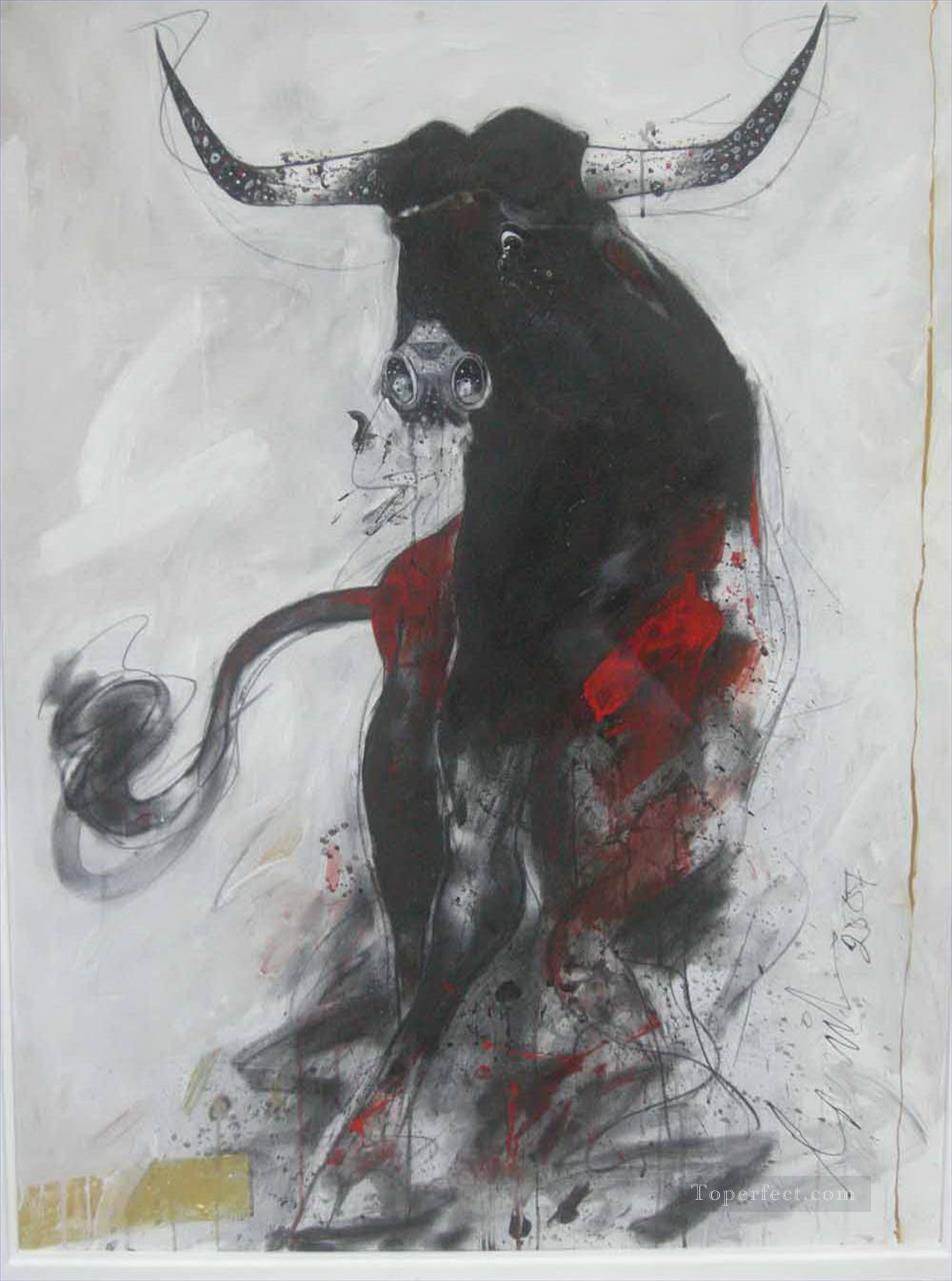 Sunil Das Bull 2 Indian Oil Paintings